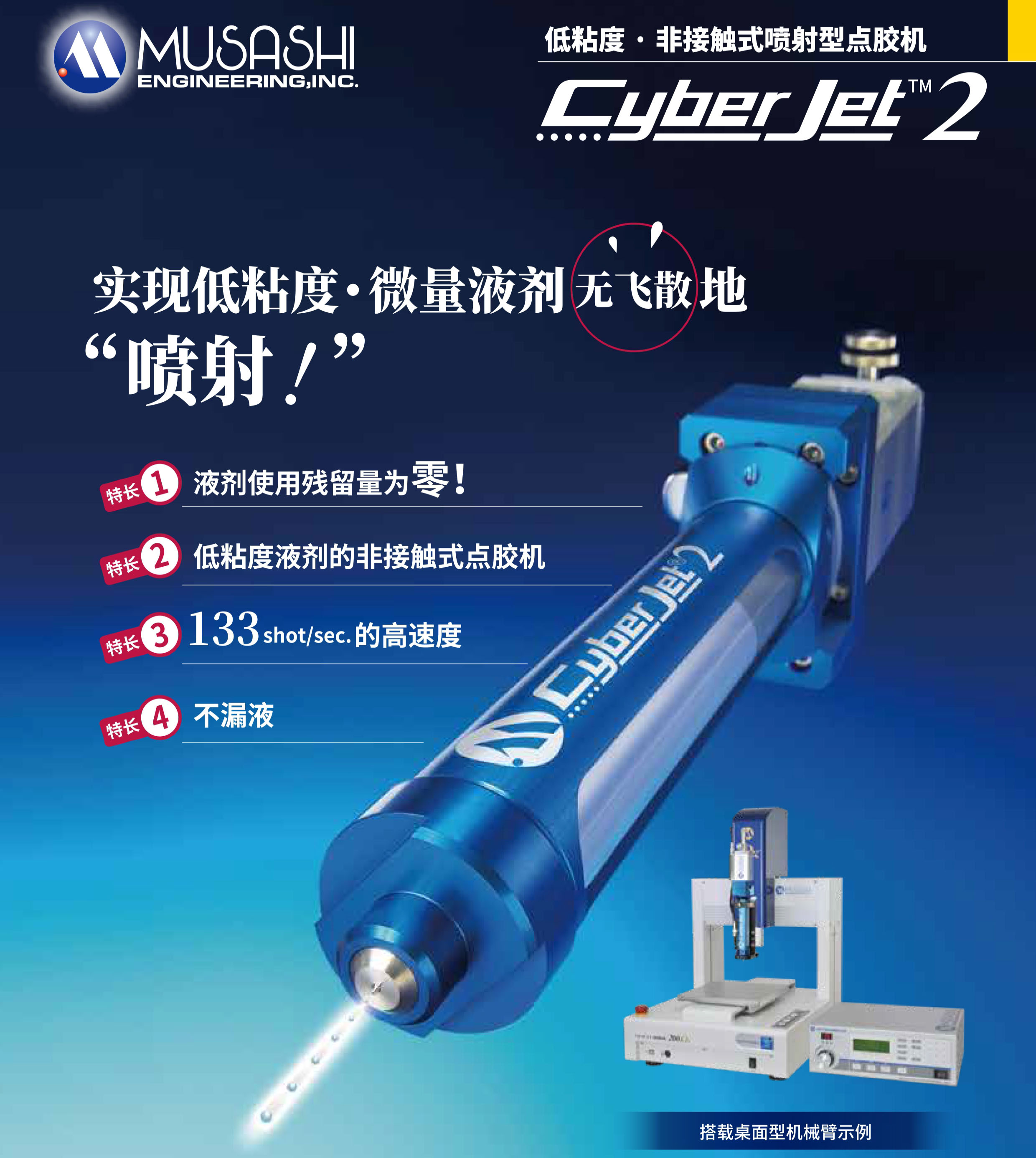 低粘度非接触点胶机【Cyber Jet2】